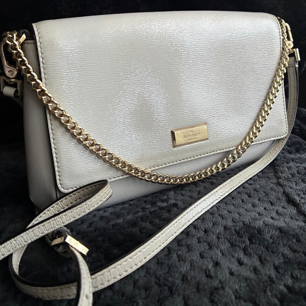 Kate Spade Gray Crossbody Bag with silver Chain